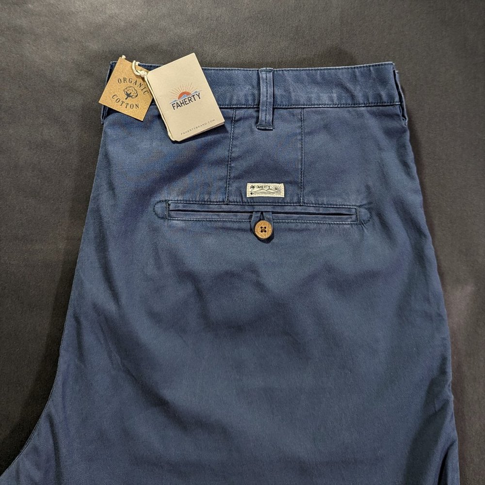 Faherty Island Life Shorts Size 42 Organic Cotton Blue Men`s Chino